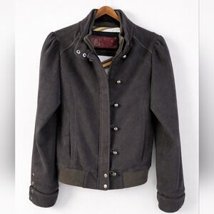 B by Burton Wool Blend Jacket Olive Gray | Moto Bomber Style | Cozy Chic